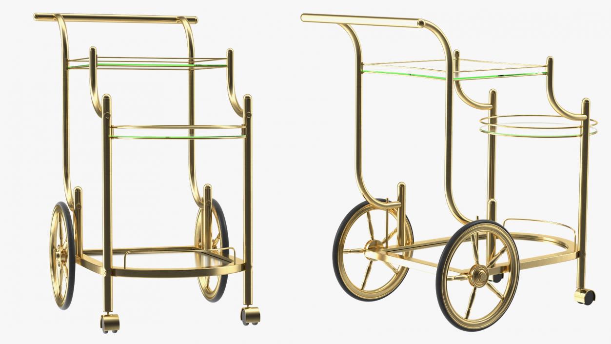 Luxury Golden Serving Trolley 3D model