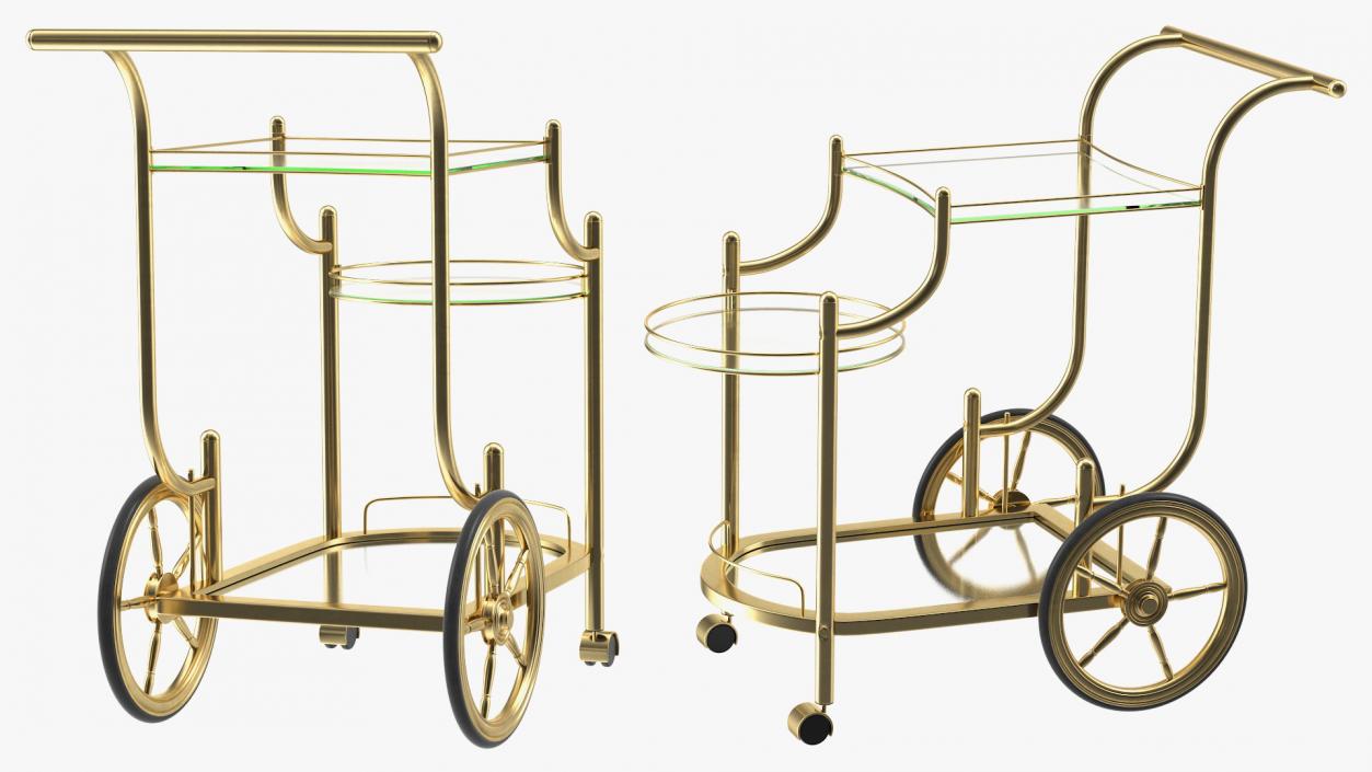 Luxury Golden Serving Trolley 3D model