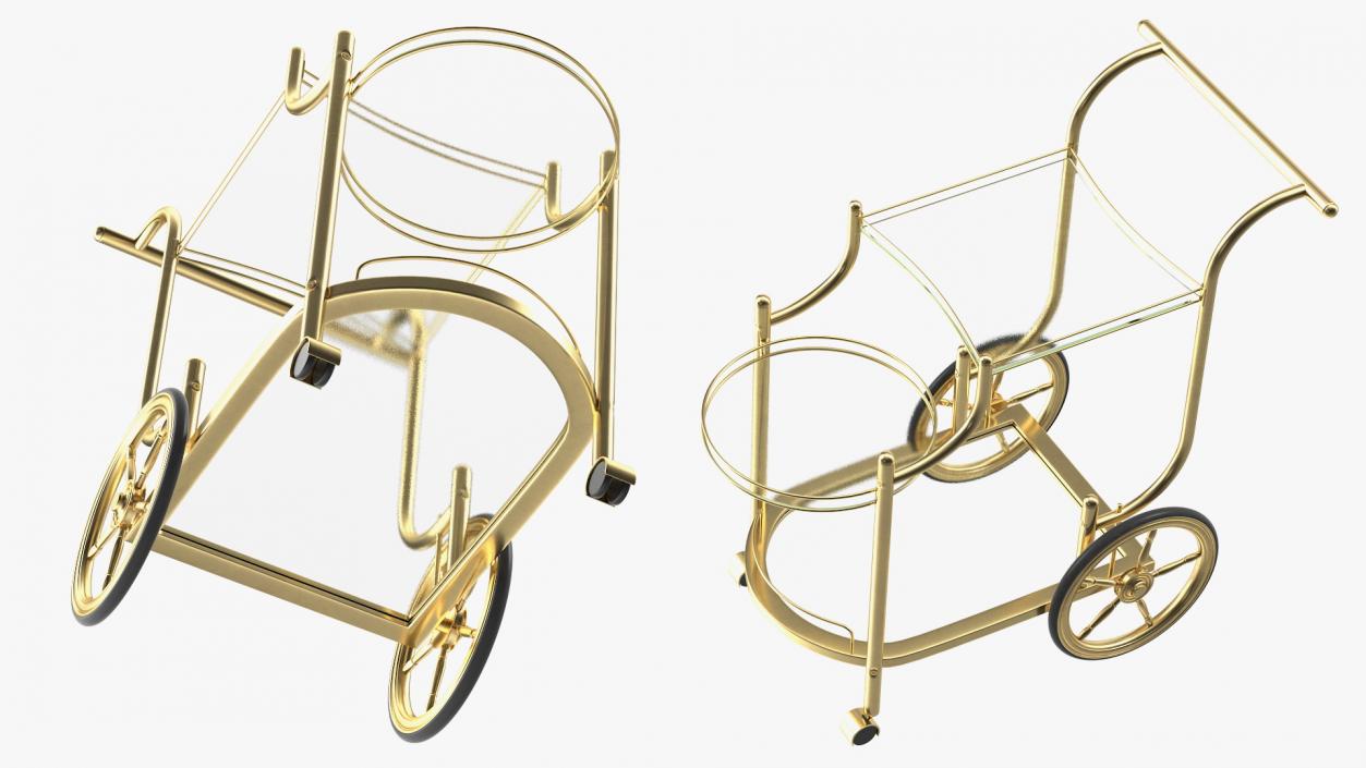 Luxury Golden Serving Trolley 3D model