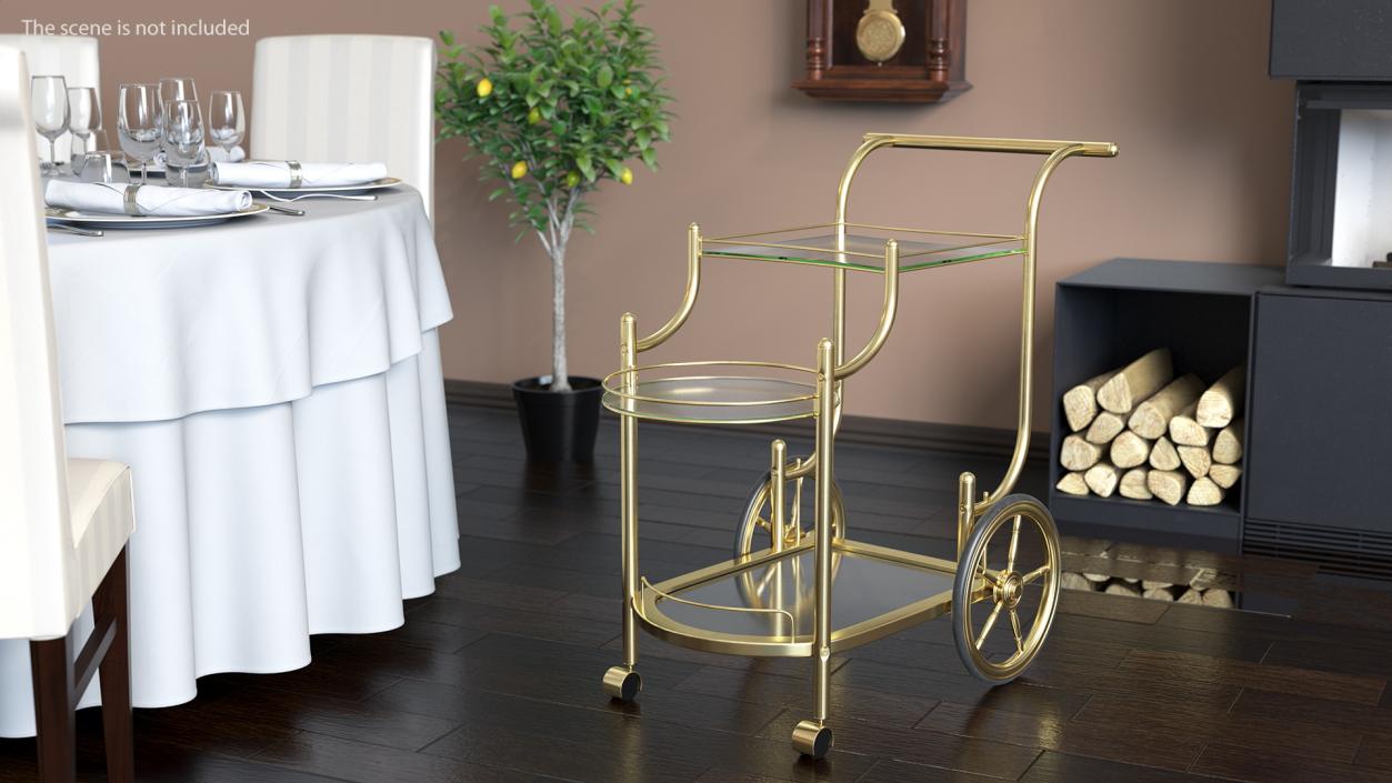 Luxury Golden Serving Trolley 3D model