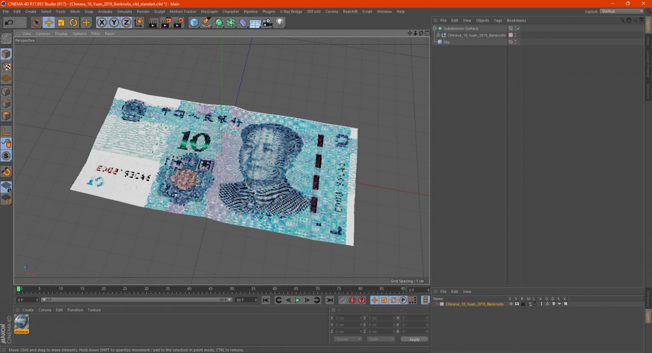 Chinese 10 Yuan 2019 Banknote 3D model