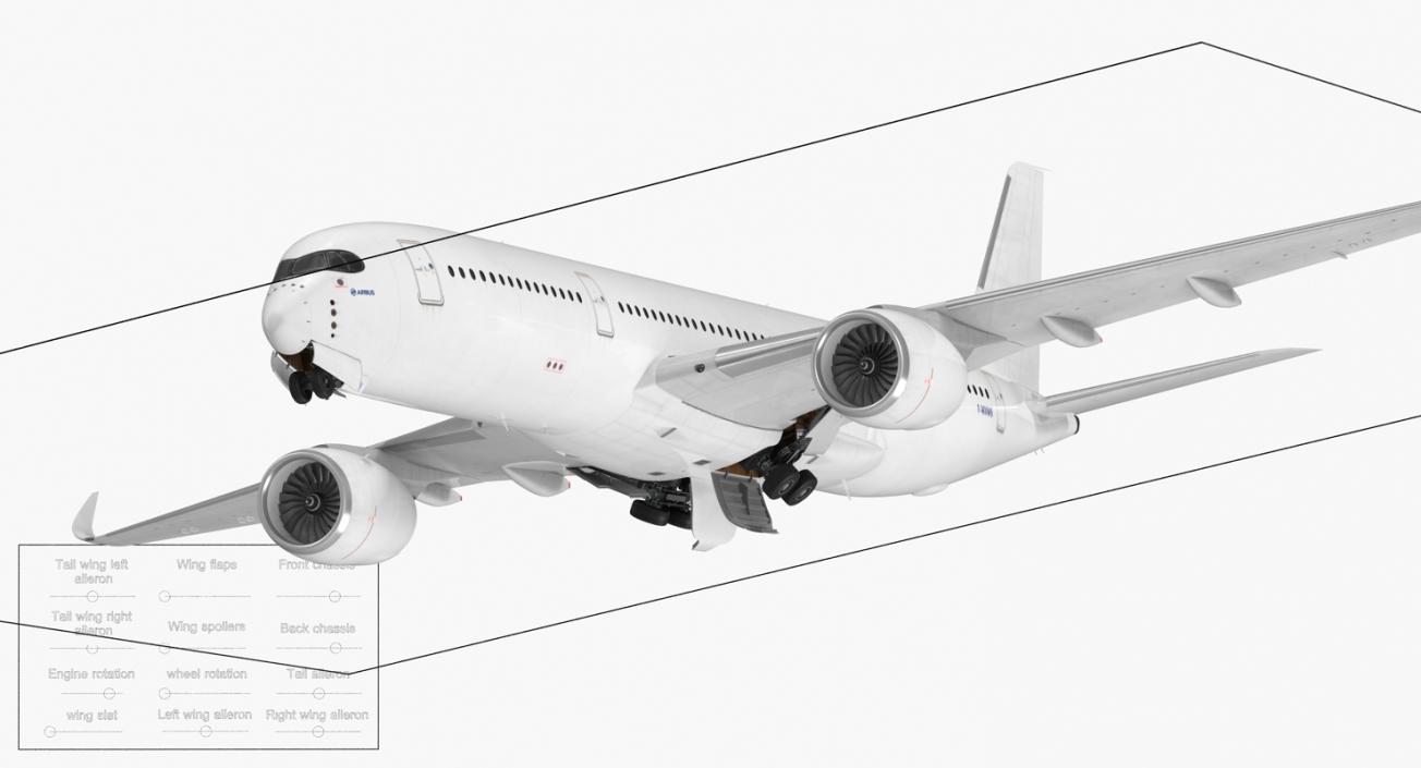 Airbus A350-900 Generic Rigged 3D Model 3D model