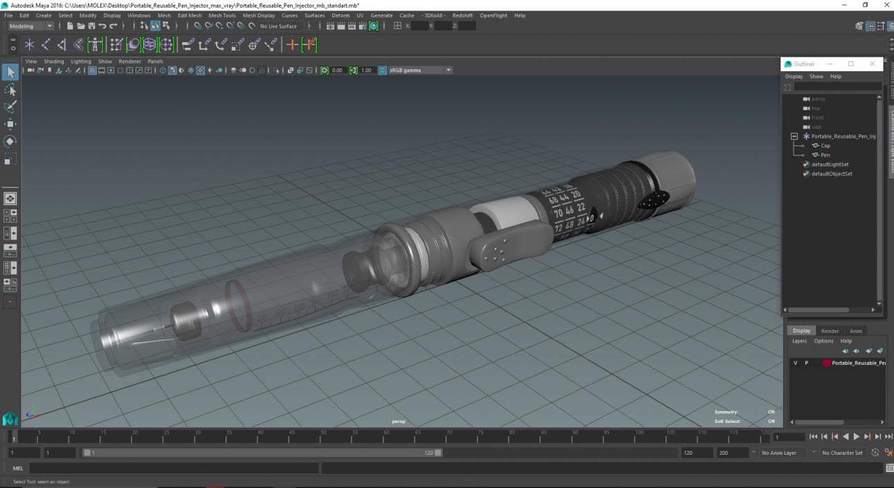 3D model Portable Reusable Pen Injector