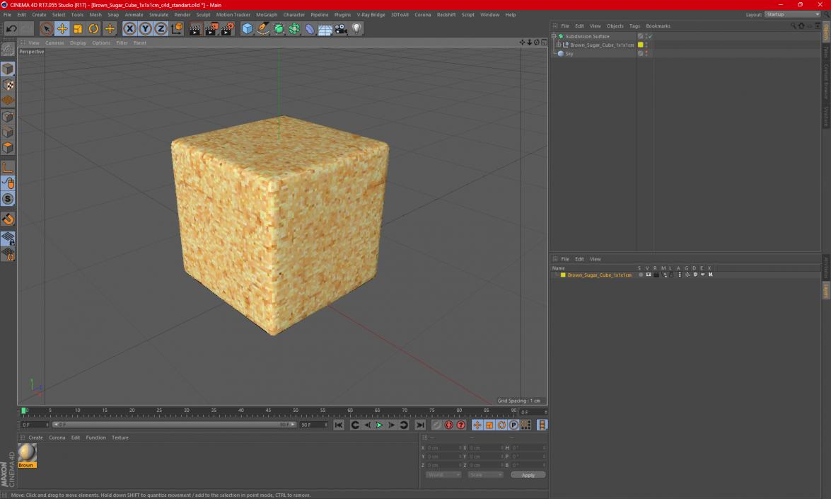 Brown Sugar Cube 1x1x1cm 3D model