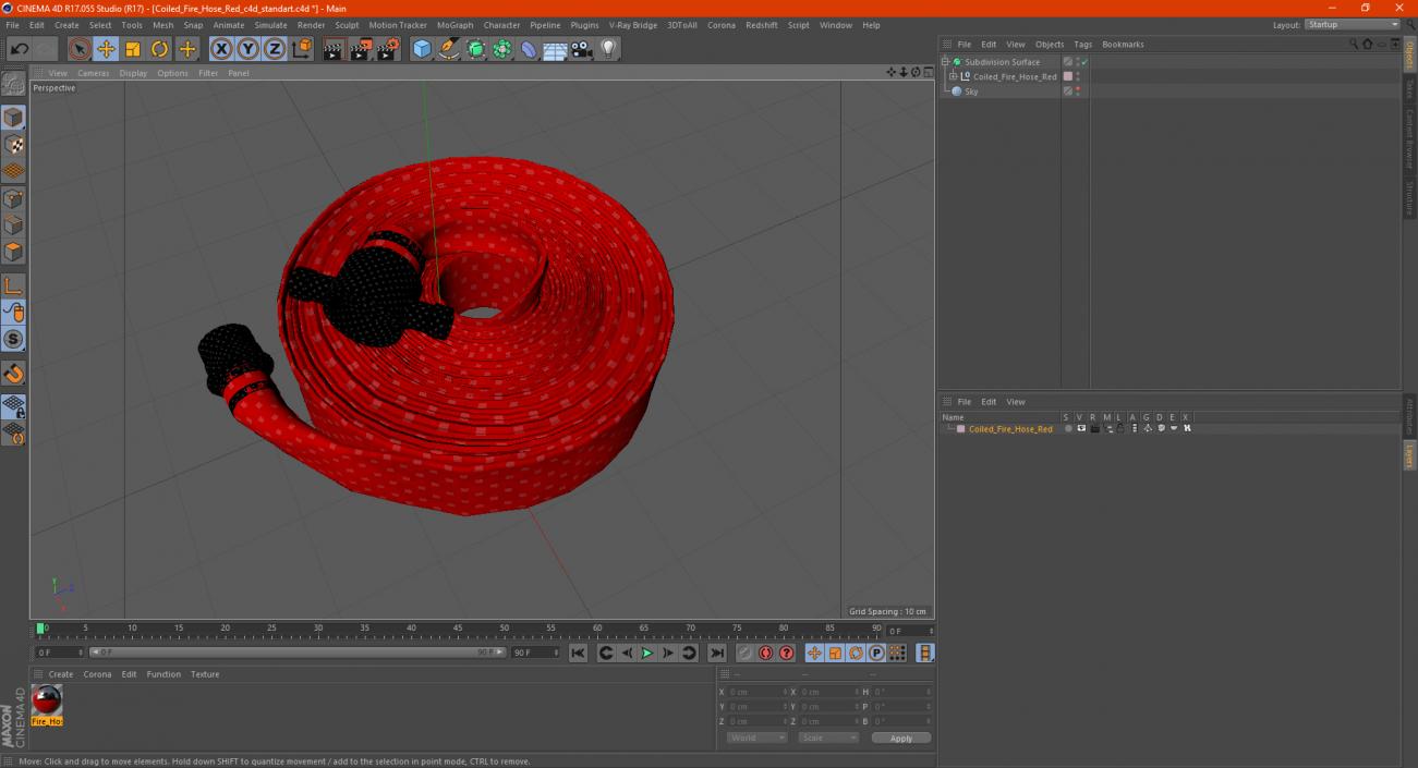 3D model Coiled Fire Hose Red