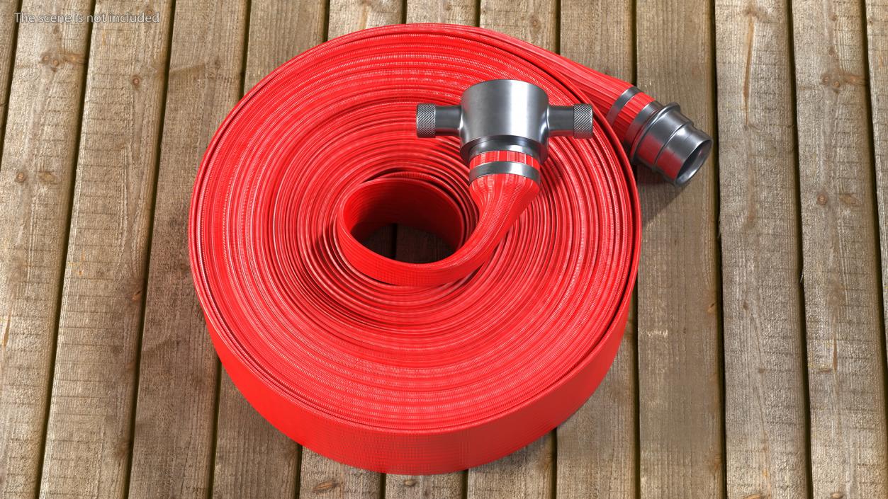 3D model Coiled Fire Hose Red