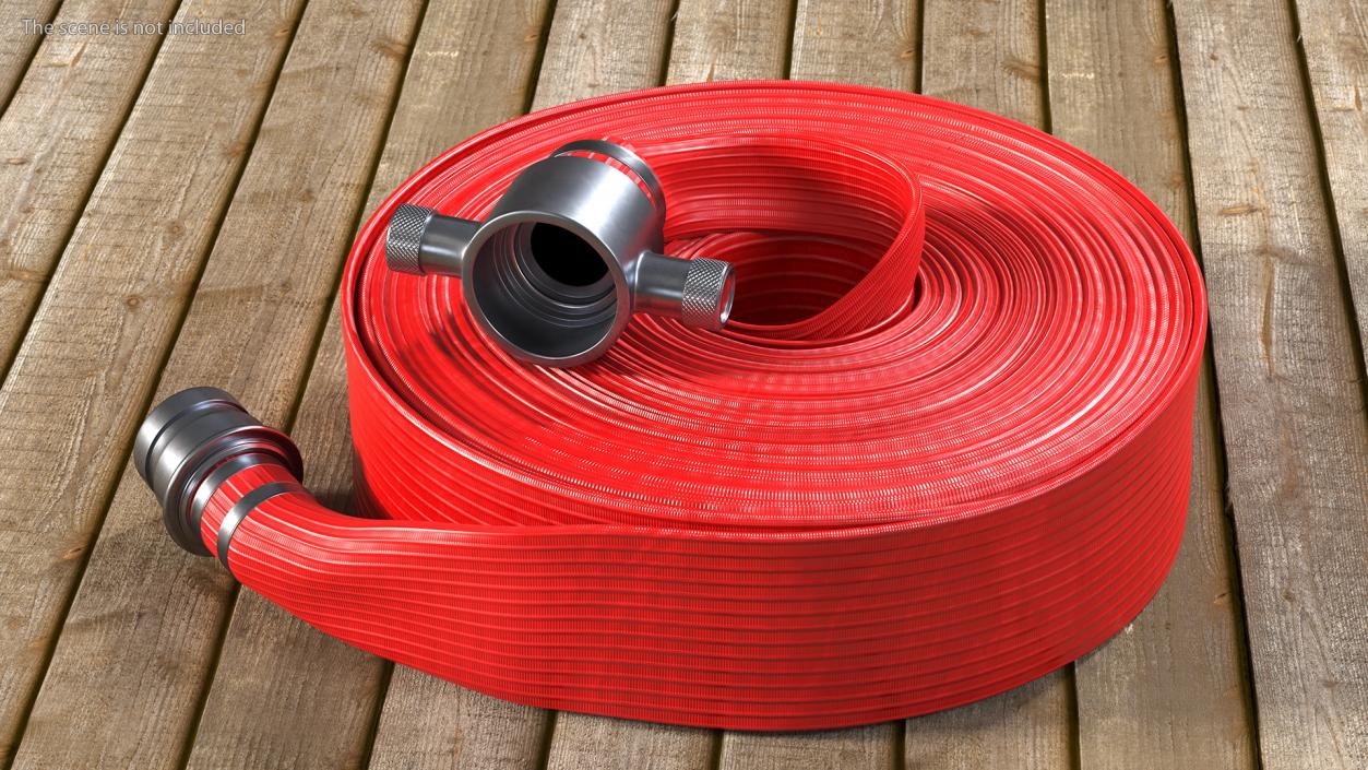 3D model Coiled Fire Hose Red