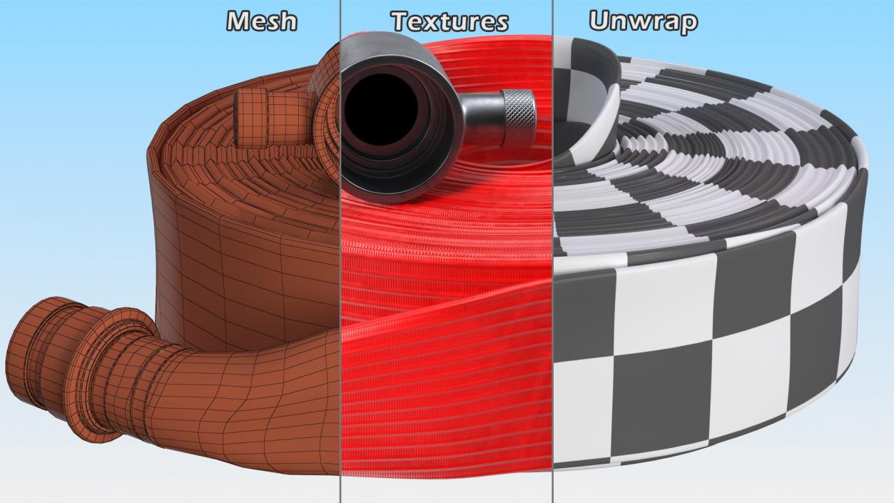 3D model Coiled Fire Hose Red