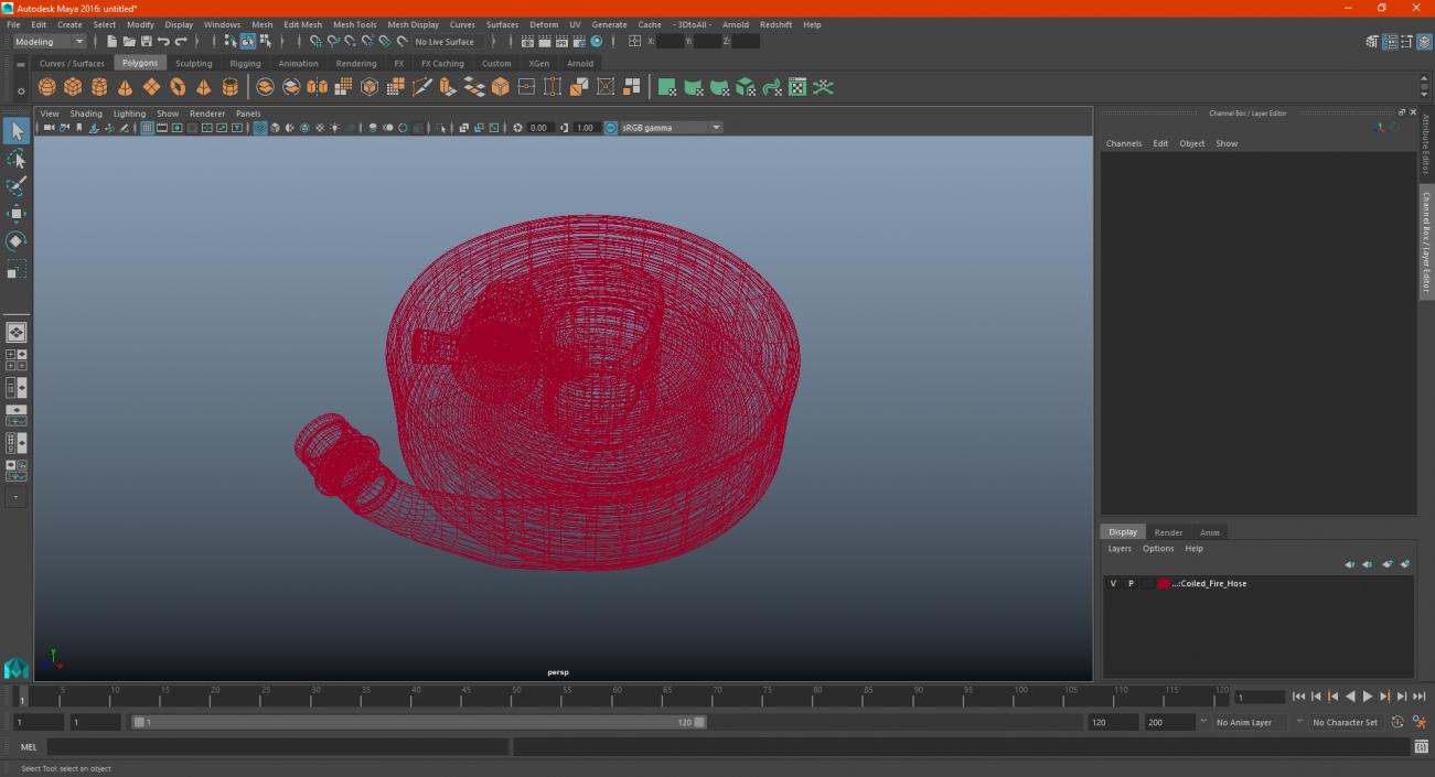 3D model Coiled Fire Hose Red