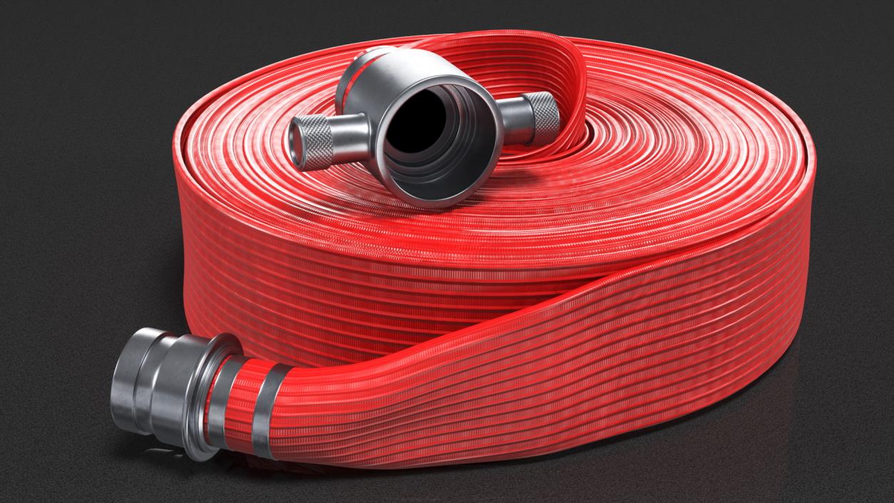 3D model Coiled Fire Hose Red