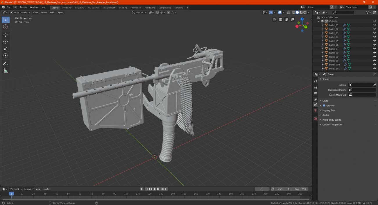 3D GAU 18 Machine Gun model