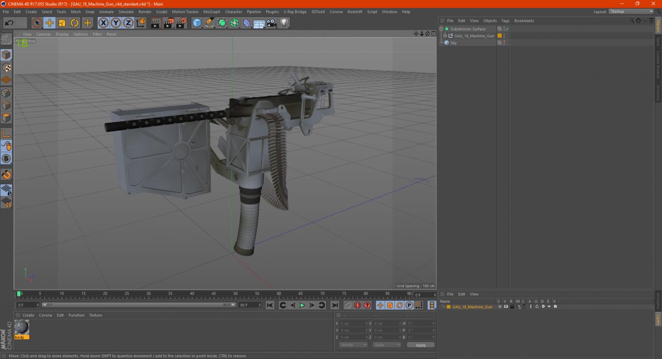 3D GAU 18 Machine Gun model