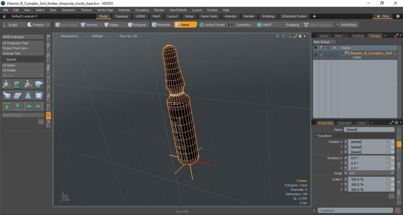 3D model Vitamin B Complex 3ml Amber Ampoule