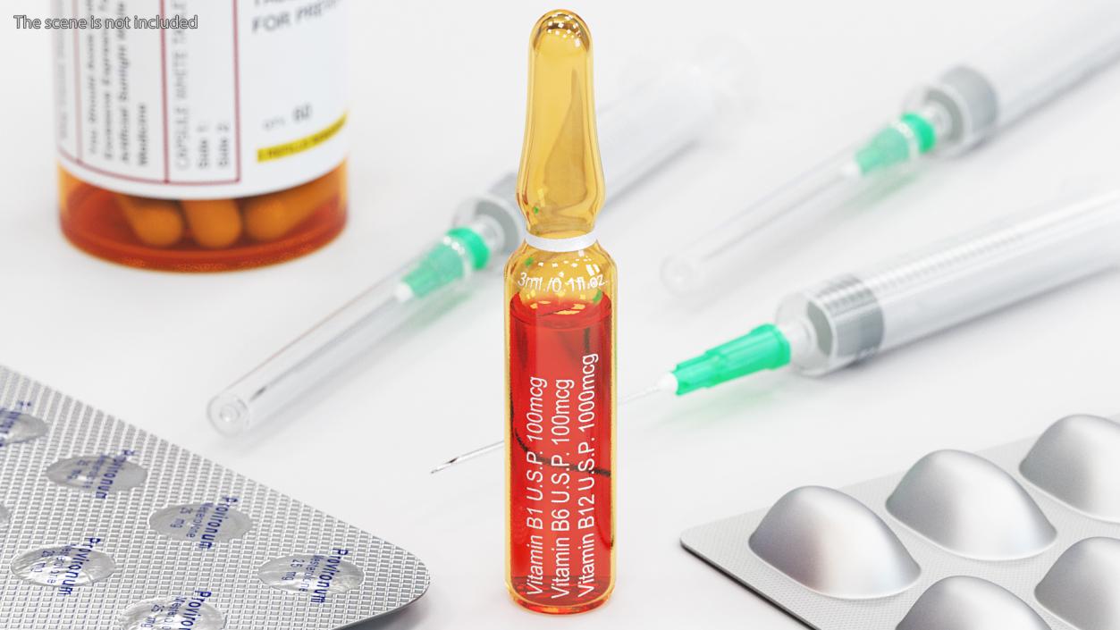 3D model Vitamin B Complex 3ml Amber Ampoule