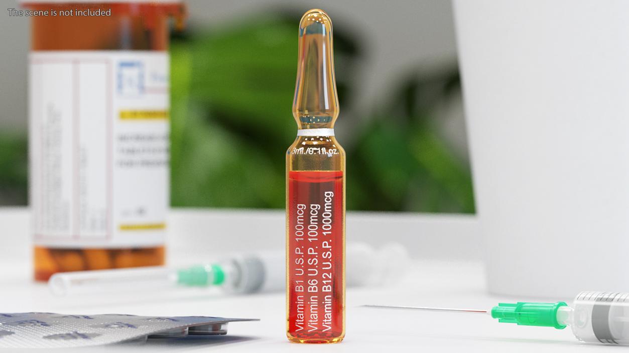 3D model Vitamin B Complex 3ml Amber Ampoule