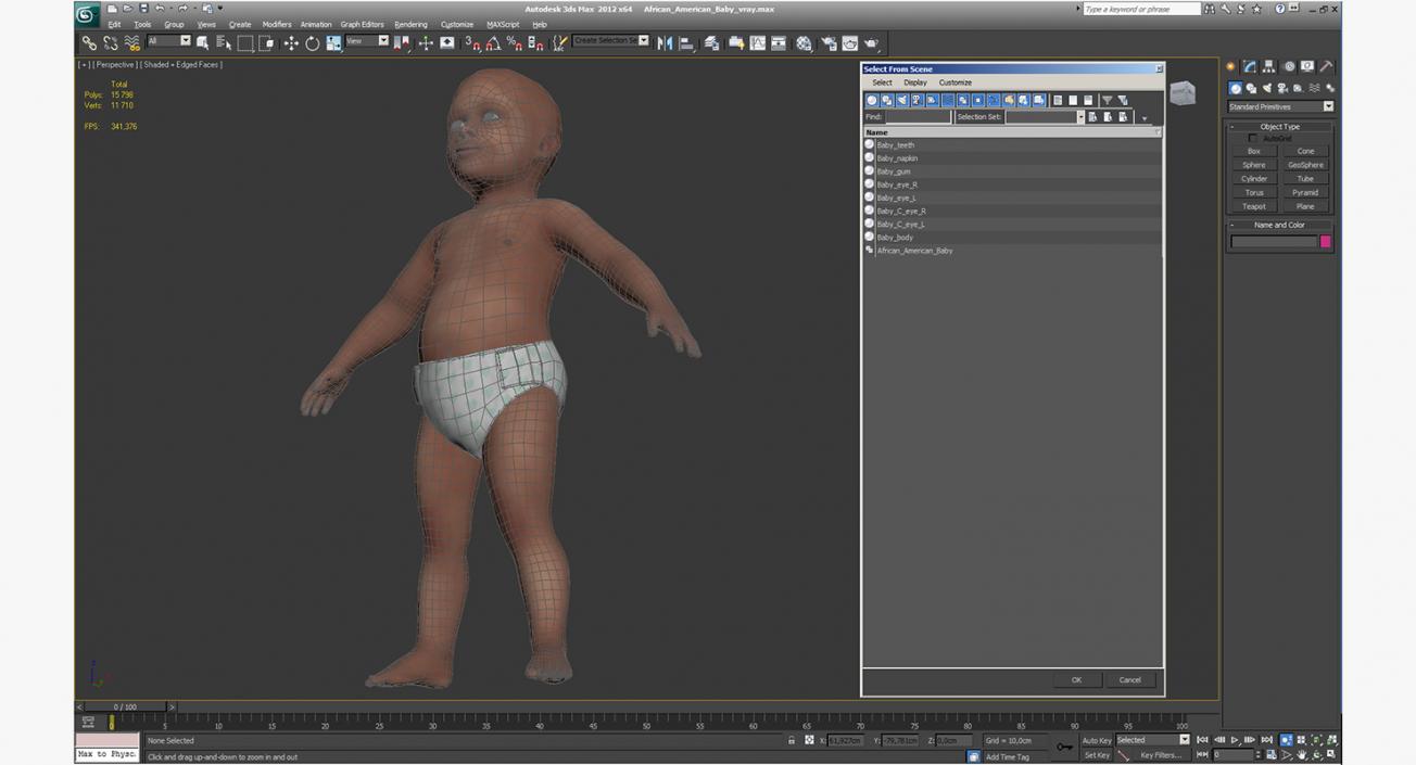 3D African American Baby