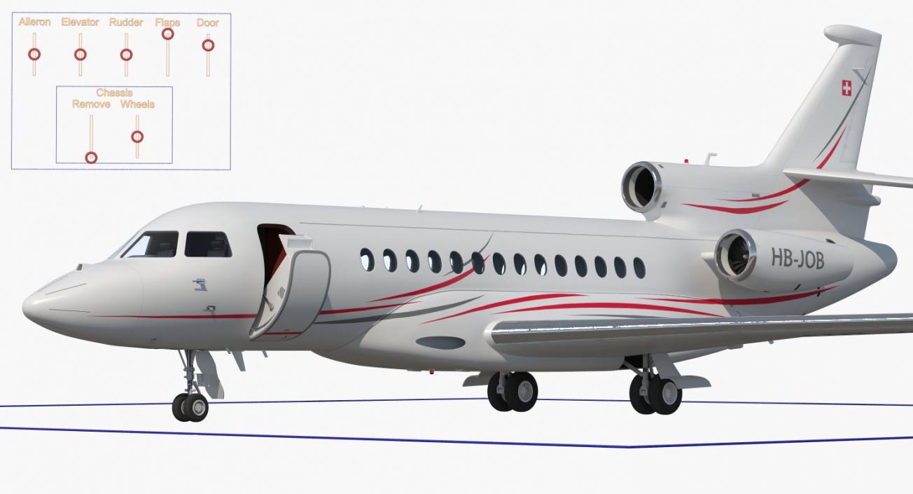 3D model Dassault Falcon 7X Rigged