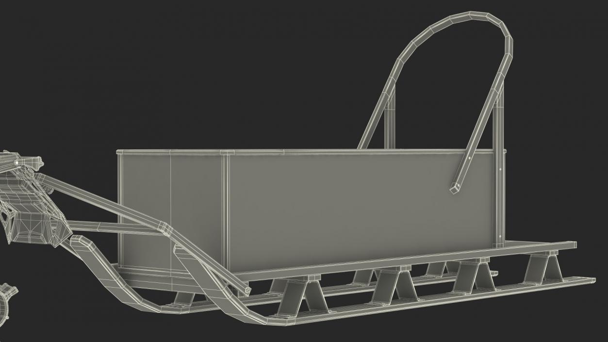 3D model Snowmobile whith Box Freight Sled Rigged