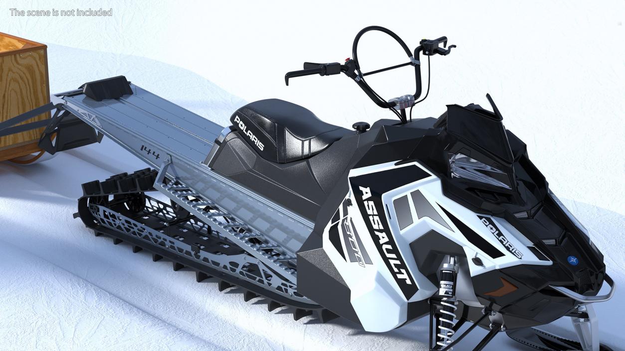 3D model Snowmobile whith Box Freight Sled Rigged