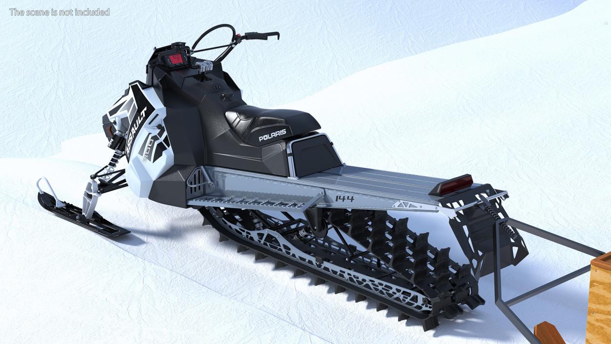 3D model Snowmobile whith Box Freight Sled Rigged