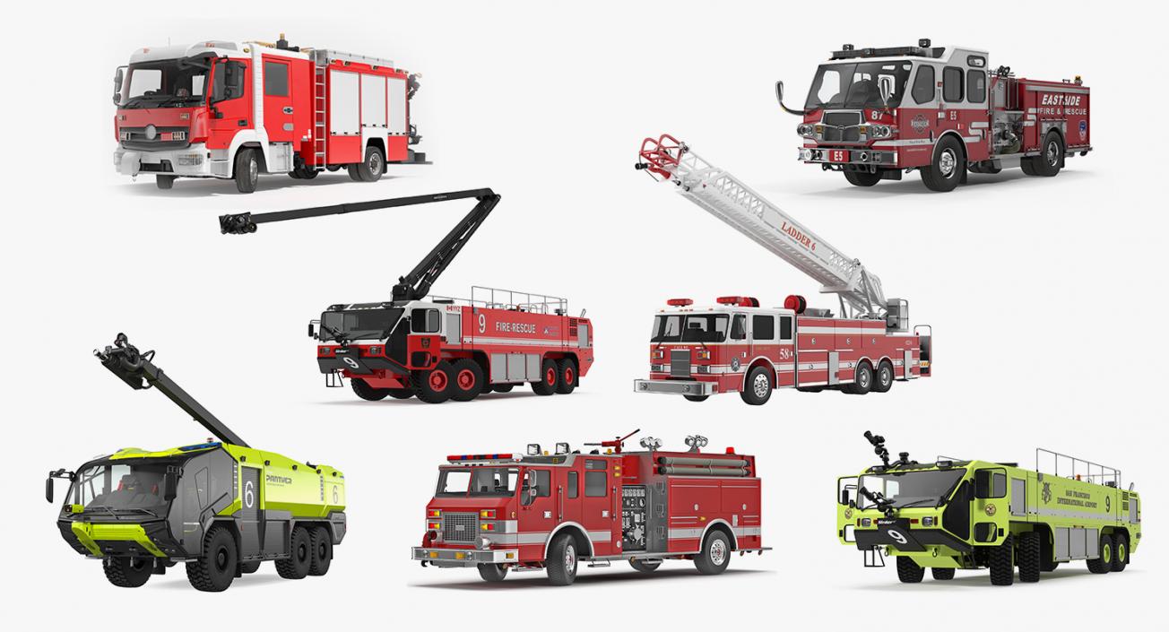 3D Rigged Fire Trucks Collection 6