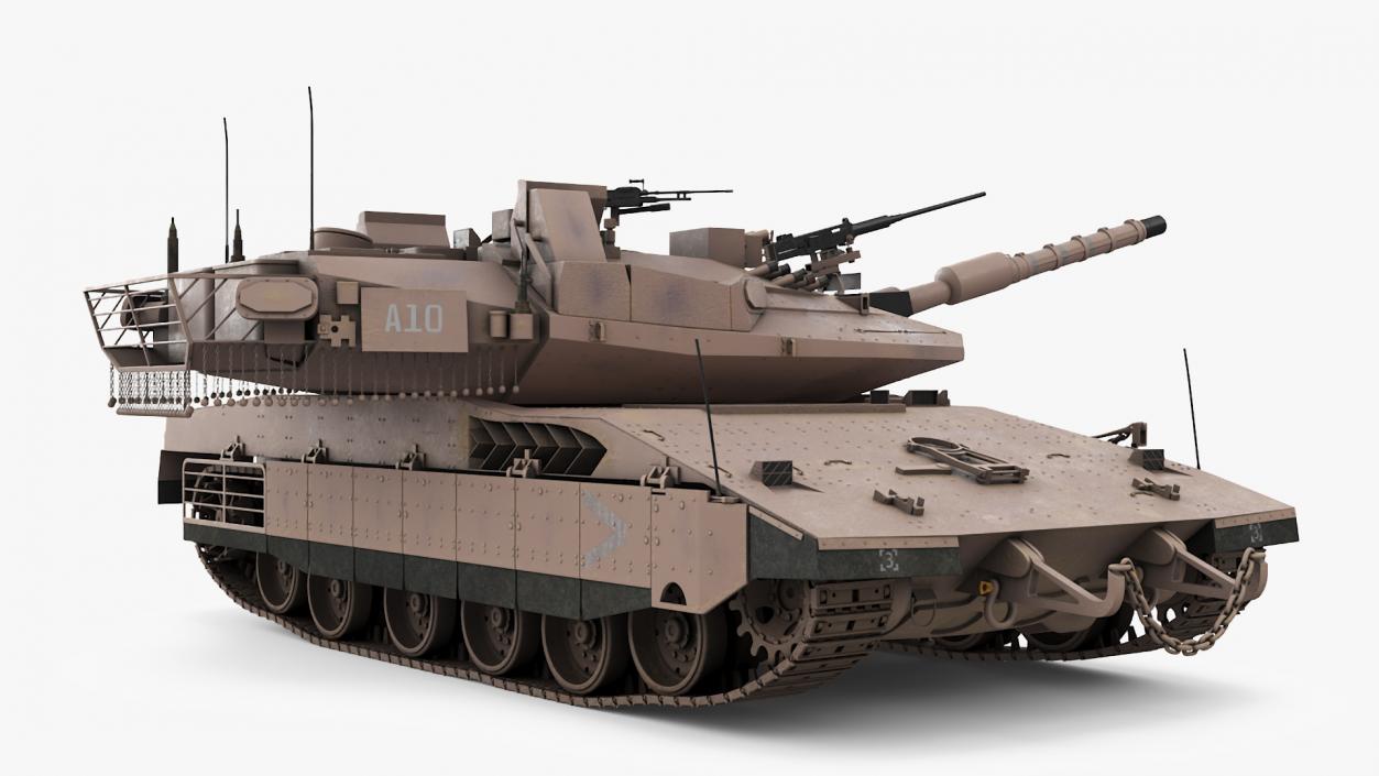 Dirty Israeli Tank Merkava 5 Beige 3D model