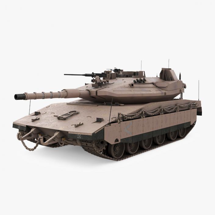 Dirty Israeli Tank Merkava 5 Beige 3D model