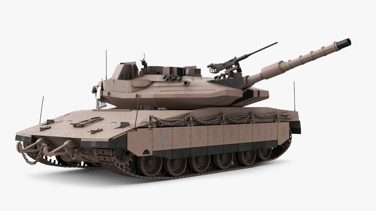 Dirty Israeli Tank Merkava 5 Beige 3D model