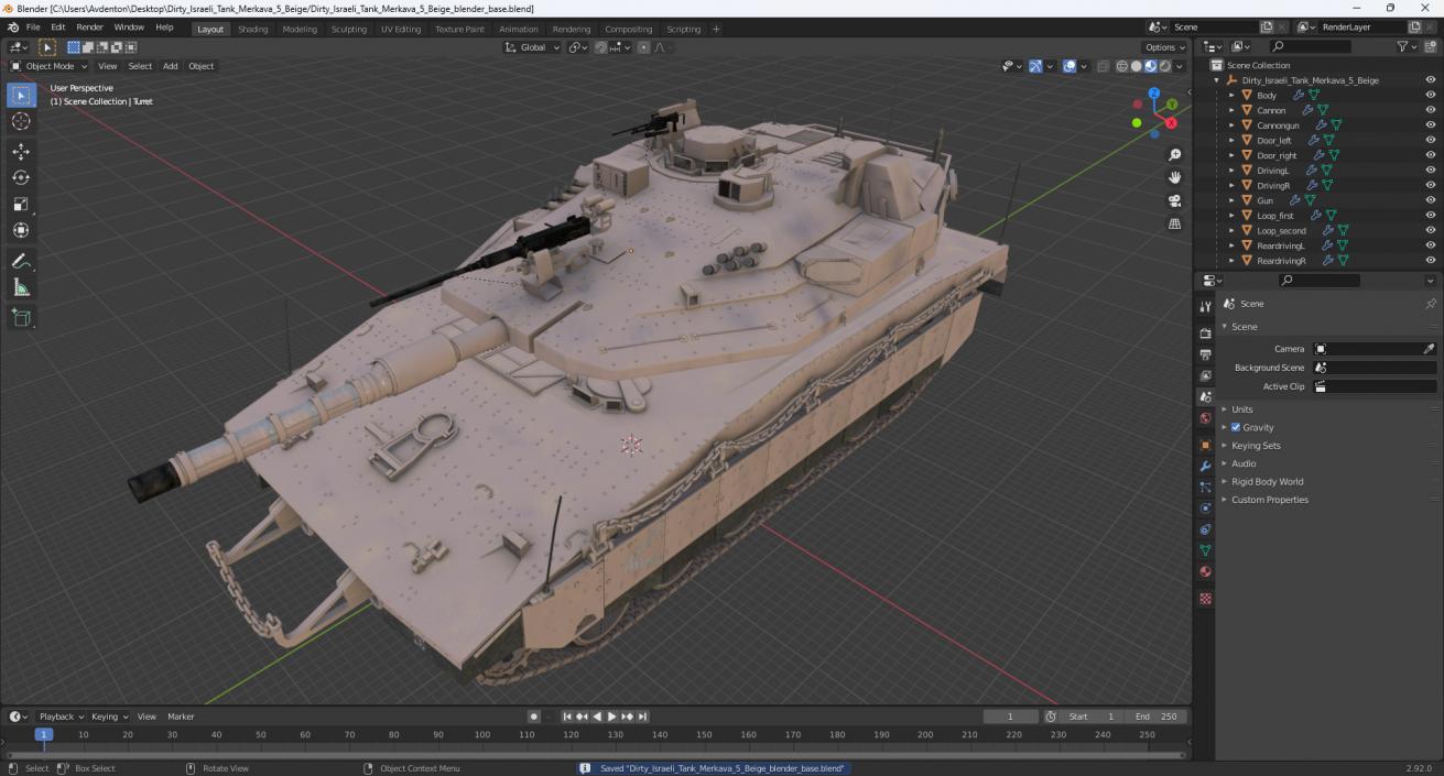 Dirty Israeli Tank Merkava 5 Beige 3D model