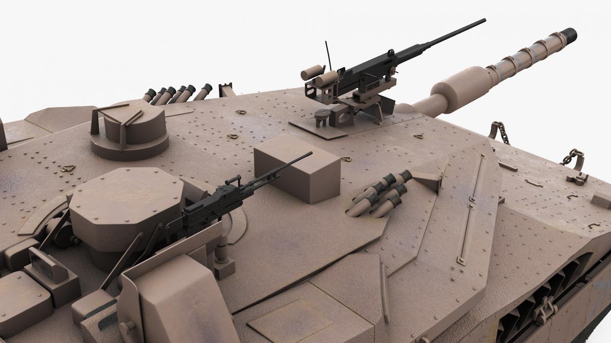 Dirty Israeli Tank Merkava 5 Beige 3D model