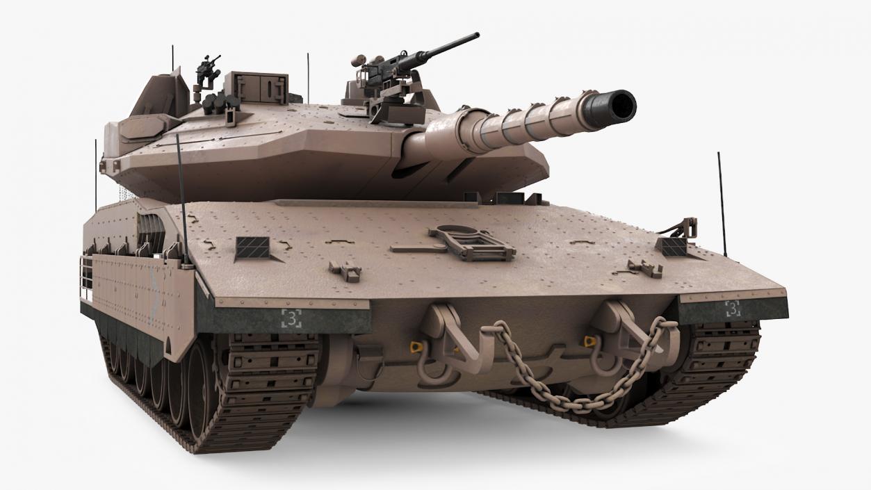 Dirty Israeli Tank Merkava 5 Beige 3D model