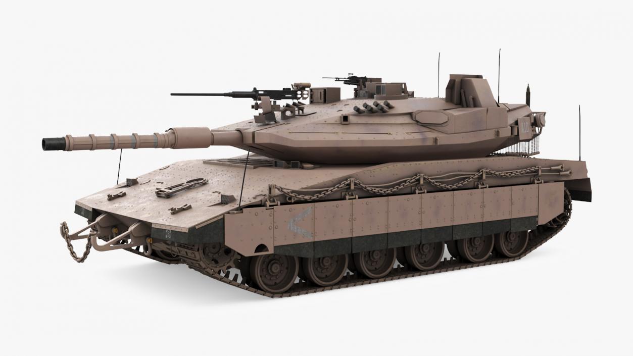 Dirty Israeli Tank Merkava 5 Beige 3D model