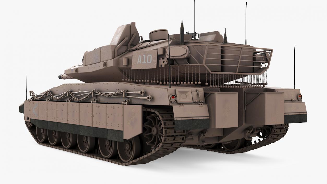 Dirty Israeli Tank Merkava 5 Beige 3D model