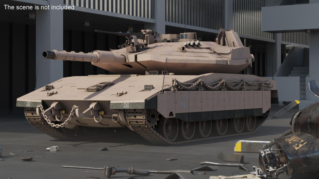 Dirty Israeli Tank Merkava 5 Beige 3D model