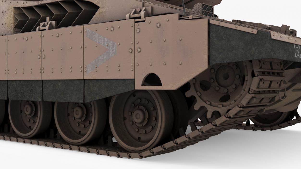 Dirty Israeli Tank Merkava 5 Beige 3D model