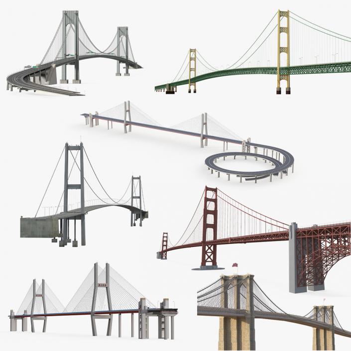 3D Suspension Bridges Collection 5