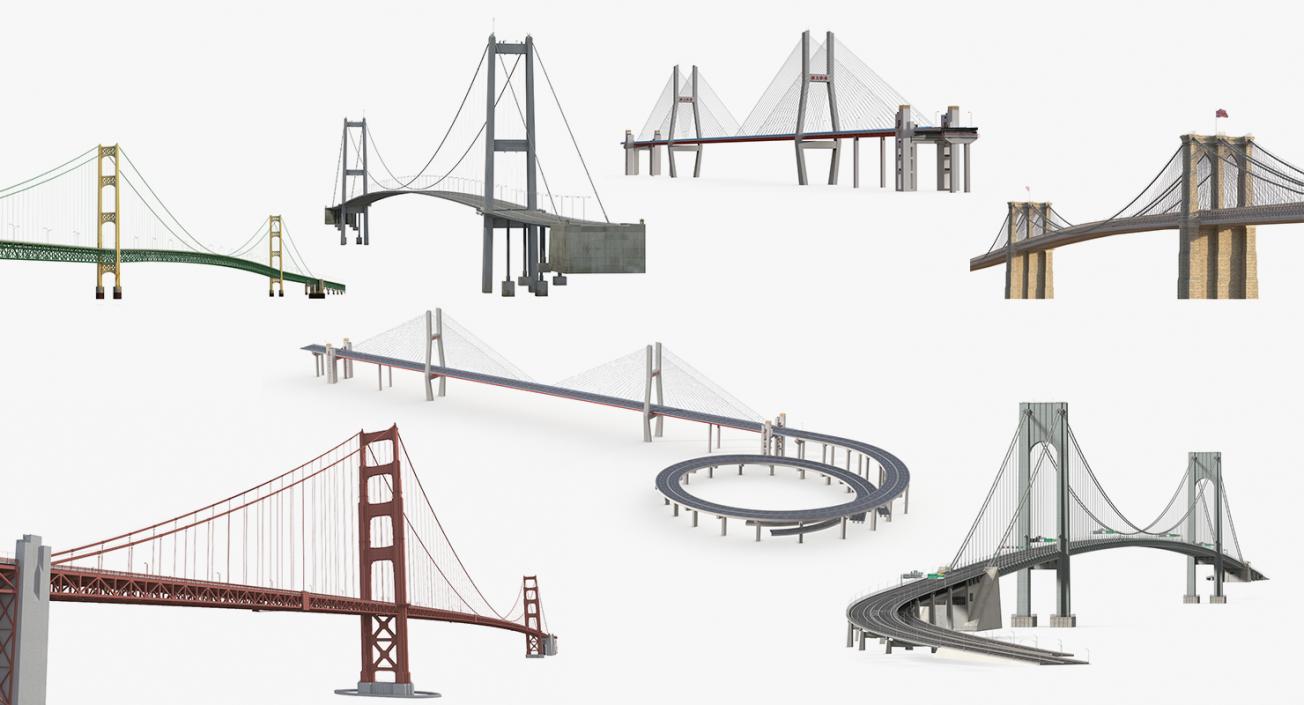 3D Suspension Bridges Collection 5