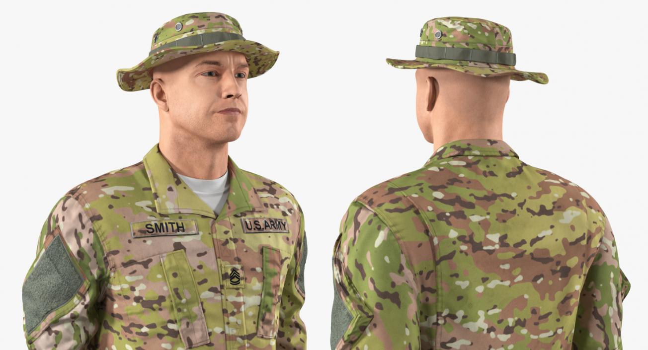 3D US Soldier Standing at Attention ACU Camo