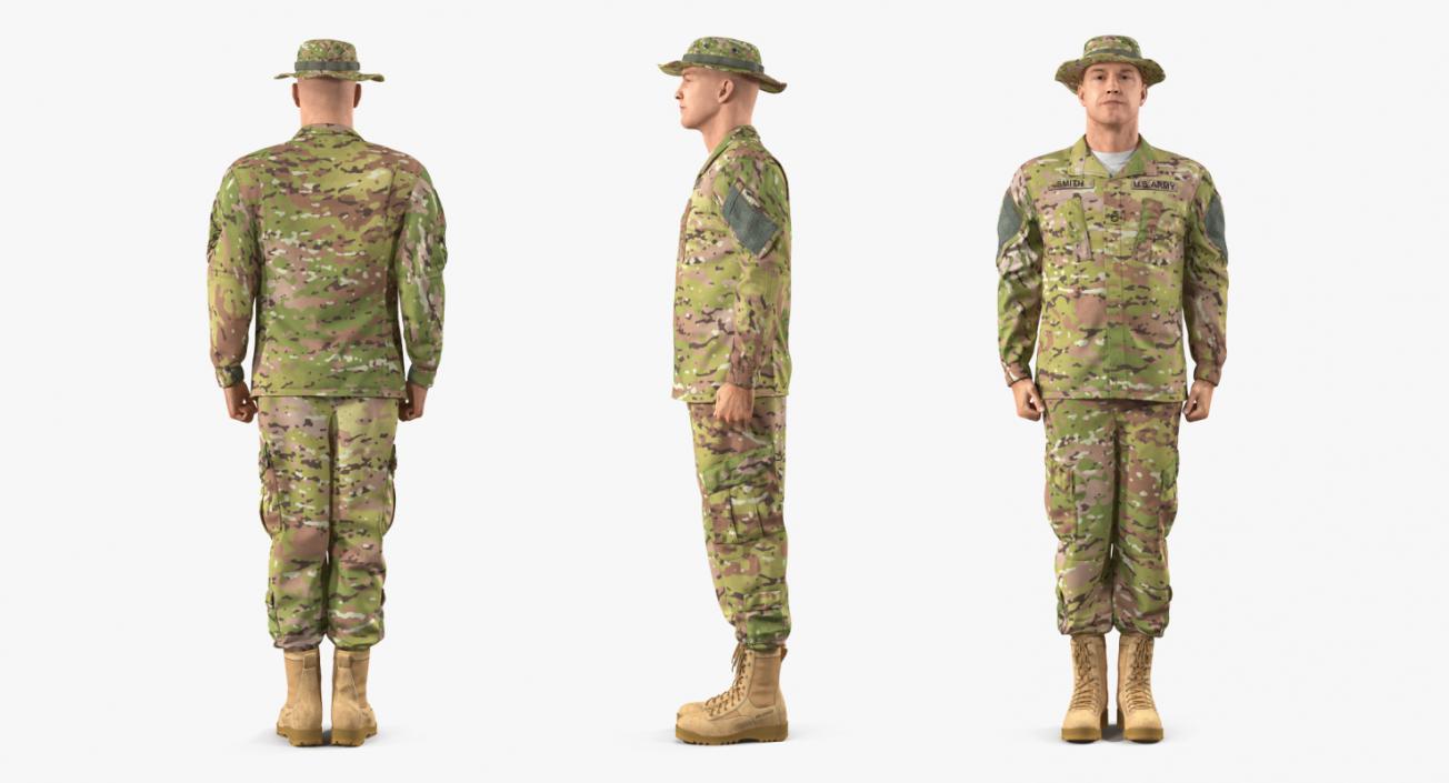 3D US Soldier Standing at Attention ACU Camo