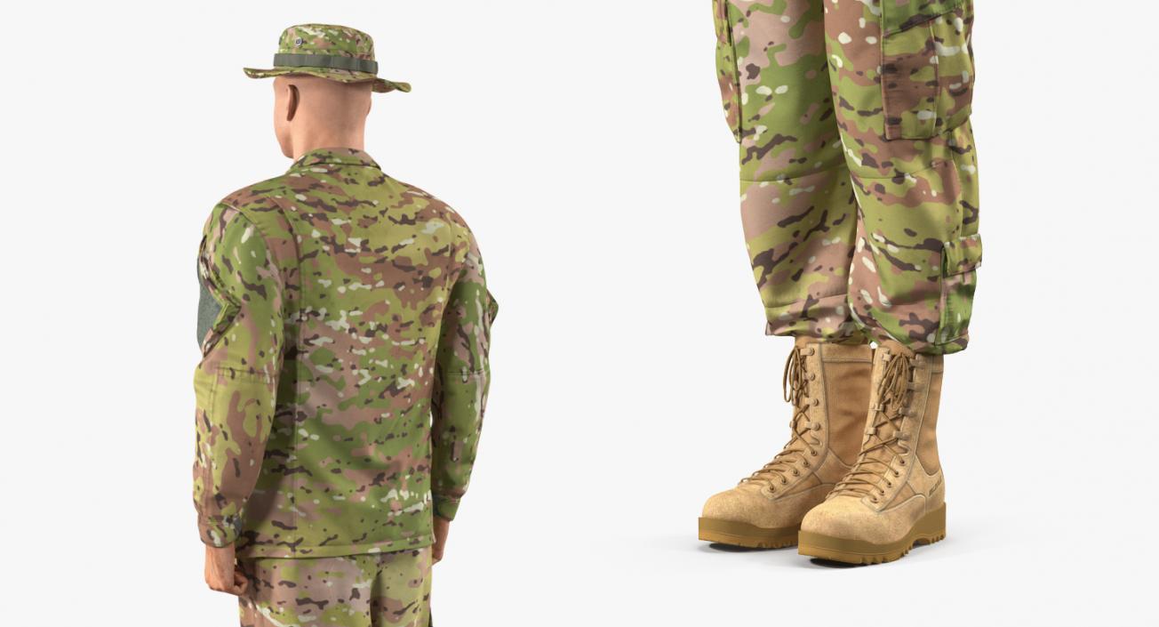 3D US Soldier Standing at Attention ACU Camo