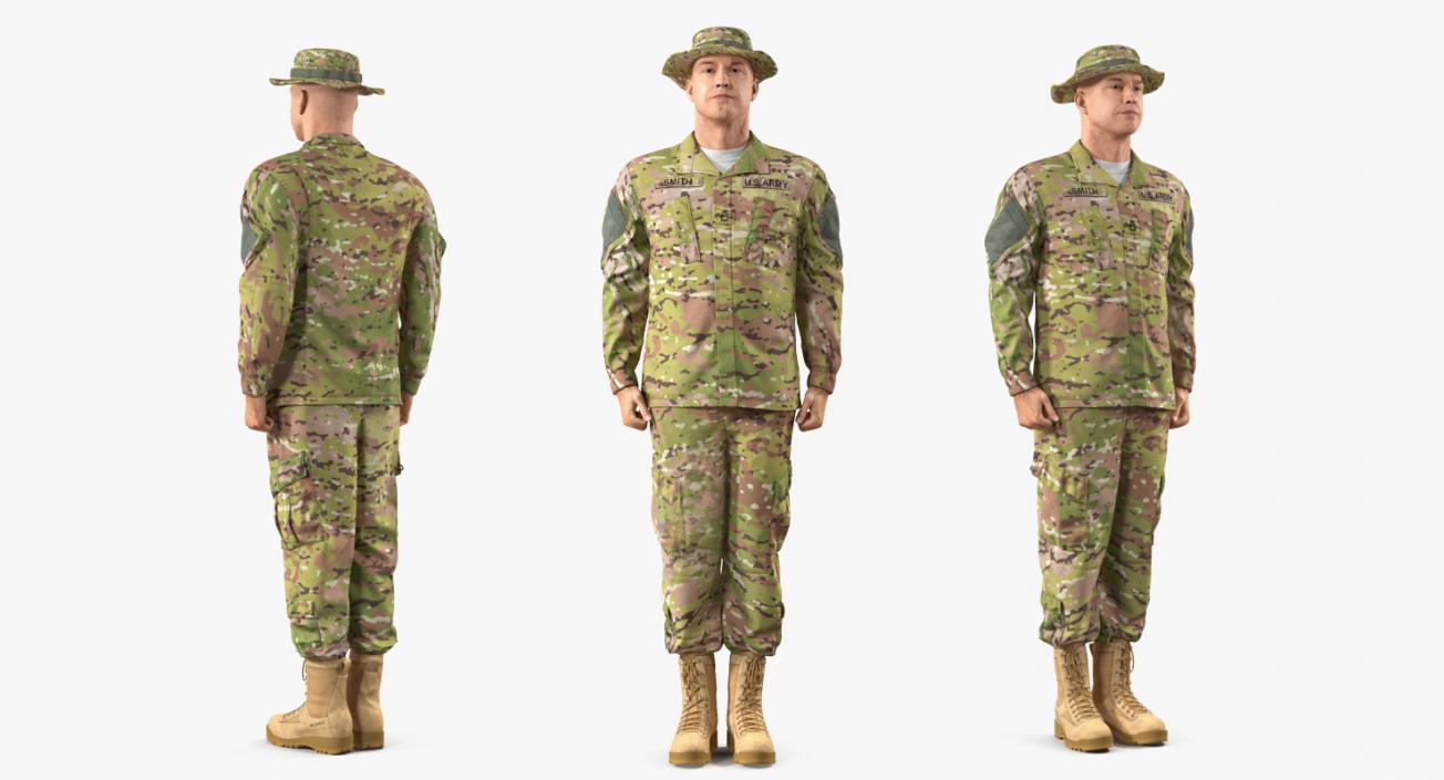 3D US Soldier Standing at Attention ACU Camo