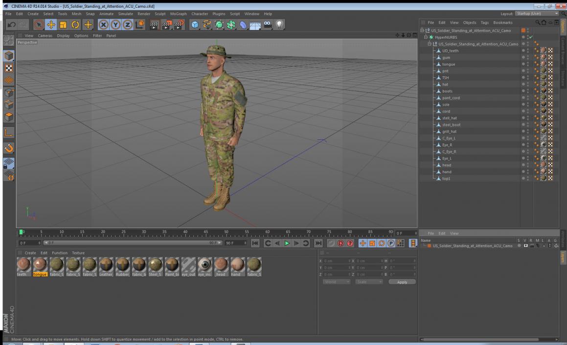 3D US Soldier Standing at Attention ACU Camo