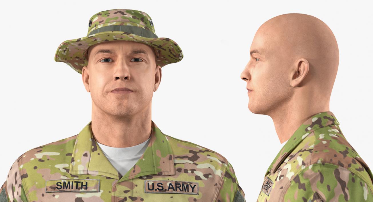 3D US Soldier Standing at Attention ACU Camo