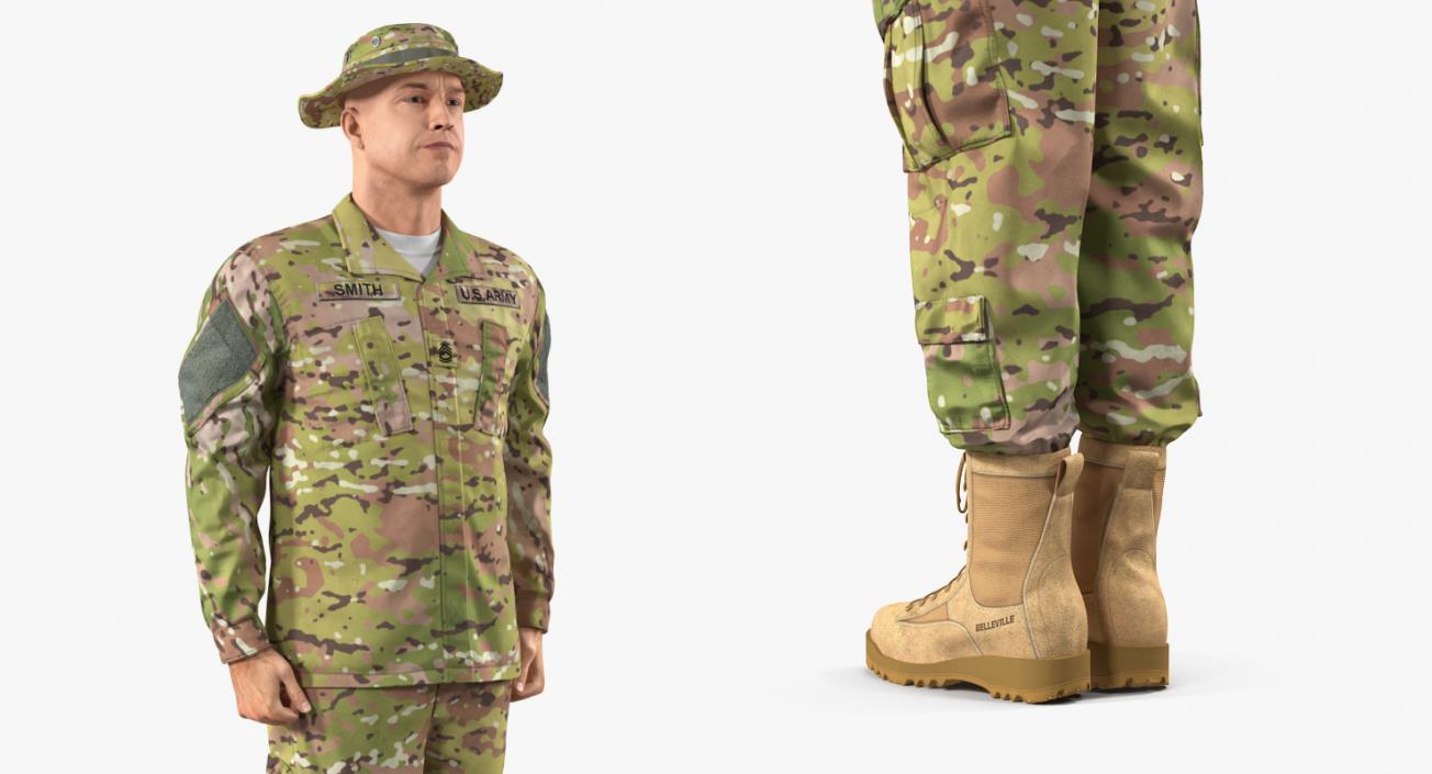 3D US Soldier Standing at Attention ACU Camo