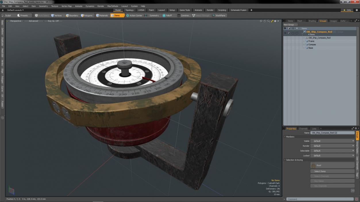 3D model Old Ship Compass Red