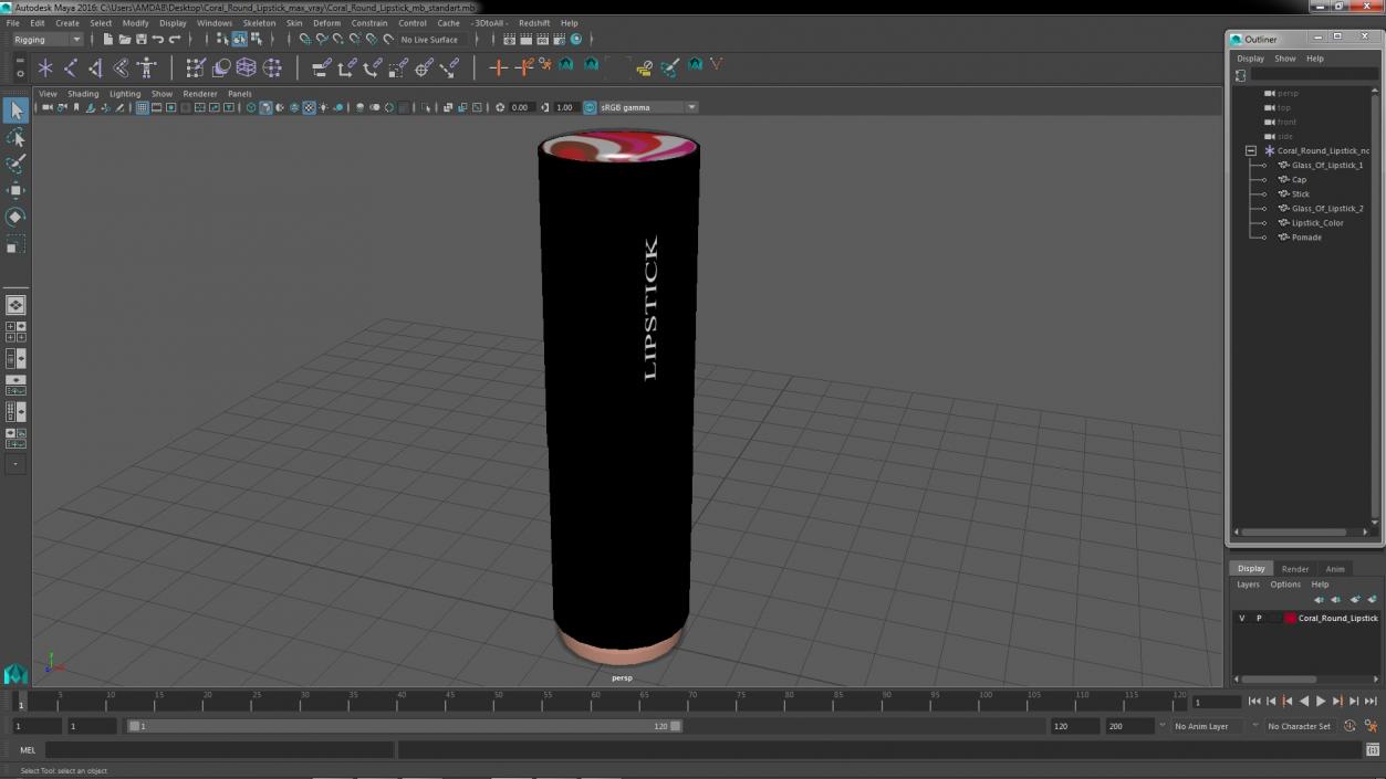 3D model Coral Round Lipstick