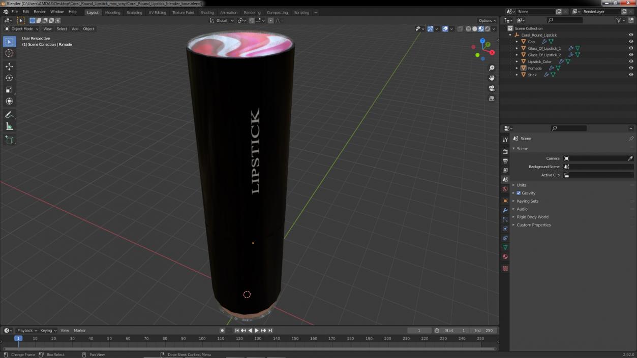 3D model Coral Round Lipstick