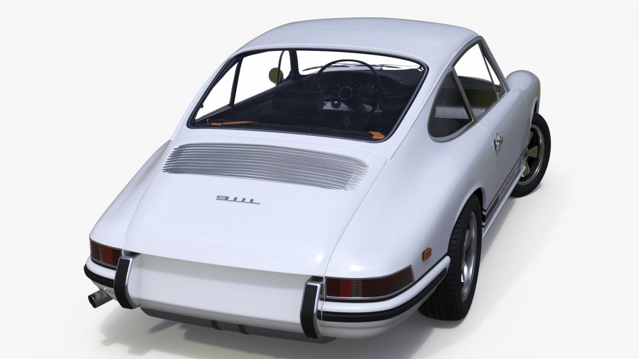 White Porsche 911 1968 Rigged 3D model