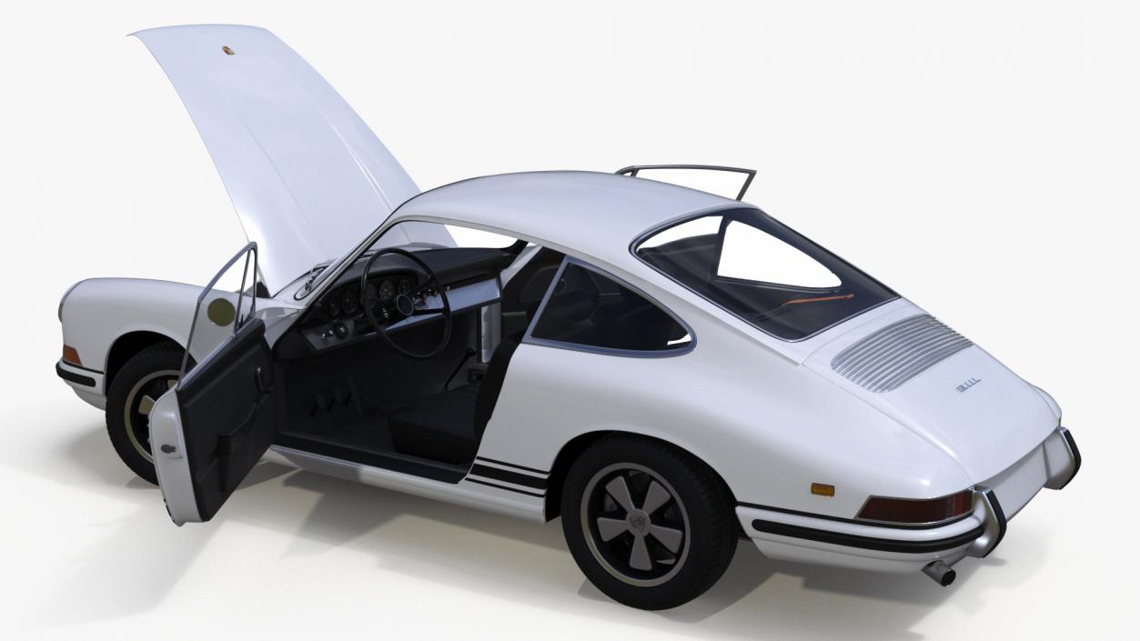 White Porsche 911 1968 Rigged 3D model