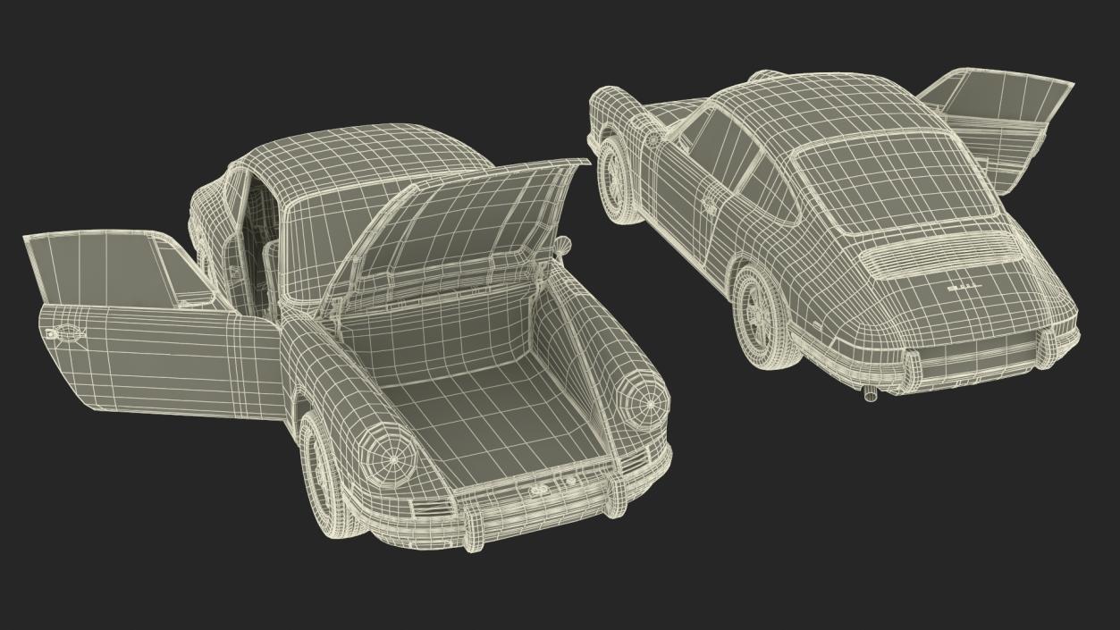 White Porsche 911 1968 Rigged 3D model